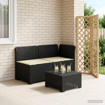 vidaXL Twee-zits Tuin Sofa met Kussens Rieten Look PP, Verzenden, Nieuw