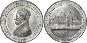 Zinnmedaille 1846 Bremen-stadt, Verzenden, België