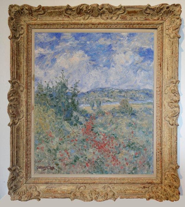 Chris van Dijk (1952) Impressionist -  Paysage de la Loire, Antiquités & Art, Art | Peinture | Classique