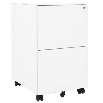 vidaXL Ladeblok verrijdbaar 39x45x67 cm staal wit, Huis en Inrichting, Verzenden, Nieuw