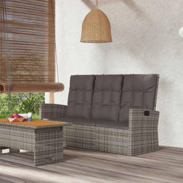 vidaXL Tuinbank verstelbaar met kussens 173 cm poly rattan, Verzenden, Nieuw