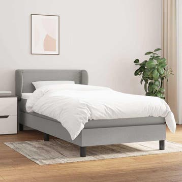 vidaXL Boxspring met matras stof lichtgrijs 90x200 cm, Verzenden