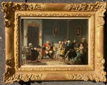 David Bles (1821-1899) - Musicerende muzikanten in de salon
