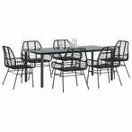 vidaXL 7-delige Tuinset poly rattan glas zwart, Tuin en Terras, Verzenden, Nieuw, Tuinset