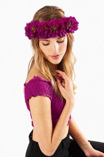 KIMU® Grote Ibiza Paarse Bloemenkrans Haar Paars Bloemen Haa, Ophalen of Verzenden, Nieuw