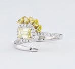 Statement ring - 18 karaat Witgoud - 1.17ct. tw. Geel