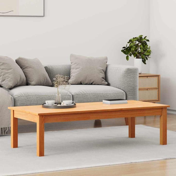 vidaXL Salontafel Max Bruin 110 x 50 x 30 cm Massief, Huis en Inrichting, Tafels | Salontafels, Nieuw, Verzenden
