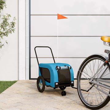 vidaXL Hondenfietstrailer oxford stof en ijzer blauw en, Verzenden