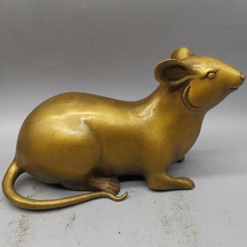 Beeld, Brass Mouse - 7 cm - Messing