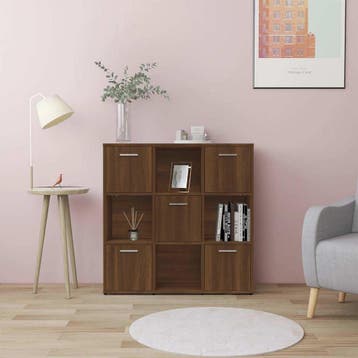 vidaXL Boekenkast 90x30x90 cm bewerkt hout bruin eikenkleur, Verzenden, Nieuw