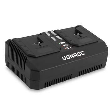 2dekans | Vonroc VPower Dual Quick Charger 20V – 88W – 4.0A, Doe-het-zelf en Bouw, Ophalen of Verzenden, Nieuw