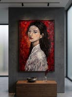 Tran Van Hieu (2001) - Regard dinnocence 120 80 cm, Antiquités & Art, Art | Peinture | Moderne