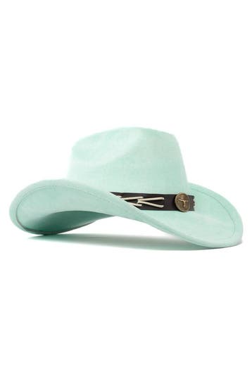 KIMU® Cowboyhoed Mintgroen Gevlochten Band Verstelbaar t/m 5, Kleding | Dames, Ophalen of Verzenden, Nieuw