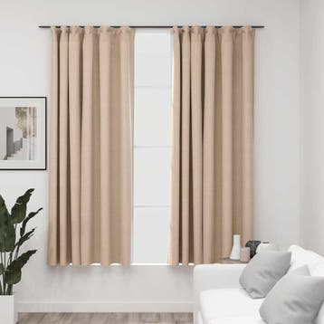 vidaXL Gordijnen linnen-look verduisterend haken 2 st, Huis en Inrichting, Stoffering | Gordijnen en Lamellen, Verzenden, Nieuw