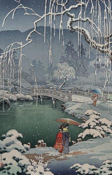 Spring Snow at Maruyama in Kyoto - Tsuchiya Koitsu