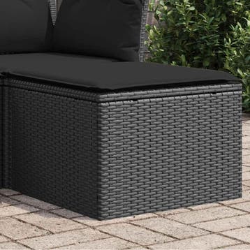 vidaXL Tuinkruk met kussen zwart 55x55x37 cm poly rattan, Verzenden
