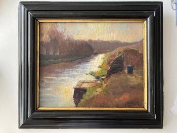 Anton Mauve (1838-1888), Kring van - On the Riverbank