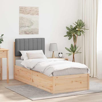 vidaXL Bedframe met Gevoerde Hoofdbord Lichtgrijs 80 x 200, Verzenden