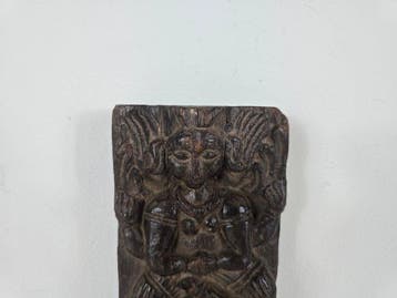 Panneau - Bois dur - Sculpture en relief de Lakshmi