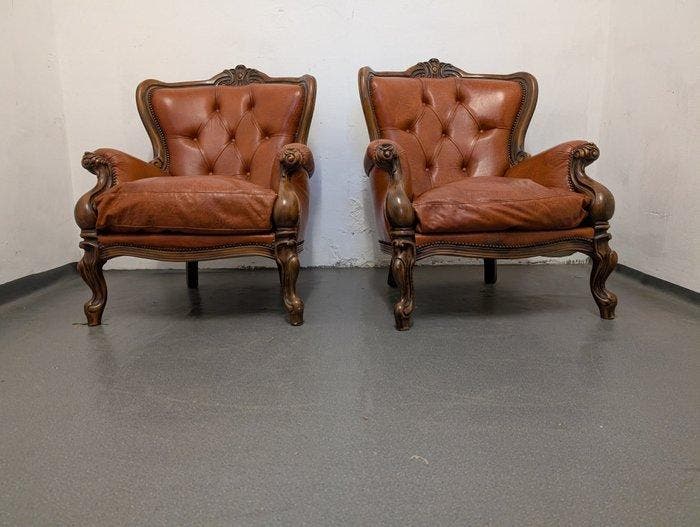 Fauteuil (2) - Cuir, Antiquités & Art, Curiosités & Brocante