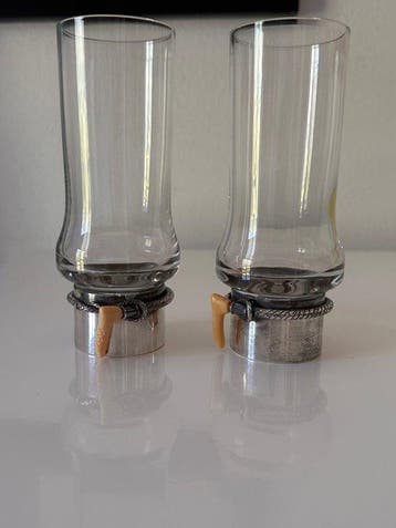 Gucci - Gucci - Drankservies (2) - Glas, verzilverd metaal -, Antiek en Kunst