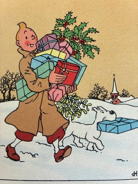 Tintin - 1 Postkaart - wenskaart - zeer zeldzame, Boeken, Stripverhalen