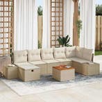 vidaXL Tuinbank Set met kussen met opslag 8 pcs Beige Poly, Jardin & Terrasse, Verzenden