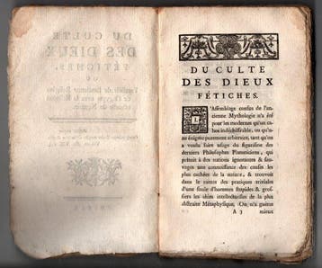 Charles de Brosses - Du culte des dieux fétiches, ou