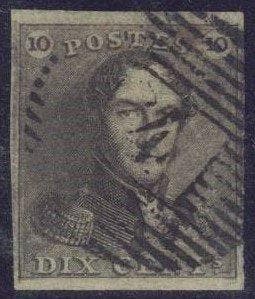 België 1849 - Zeer goed gerande variëteit  onderste, Postzegels en Munten, Postzegels | Europa | België