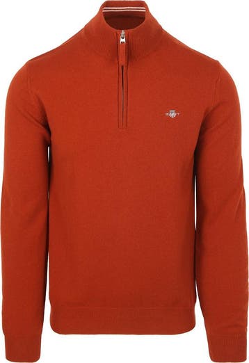 Gant Halfzip Wol Trui Logo Rust maat Maat 52/54 (L) Heren, Maat 52/54 (L), Verzenden, GANT, Nieuw