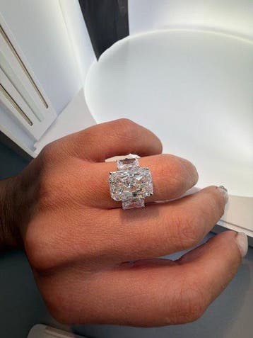 Bague - 14 carats Or blanc - 9.08ct. tw. Diamant (Cultivé en
