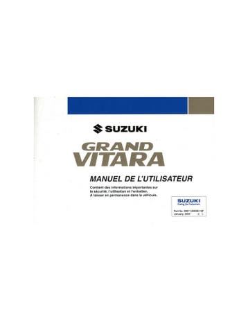 2004 SUZUKI GRAND VITARA INSTRUCTIEBOEKJE FRANS, Ophalen of Verzenden
