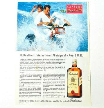Vintage Ballantine's Finest Scotch Whisky – advertentie uit, Collections, Verzenden