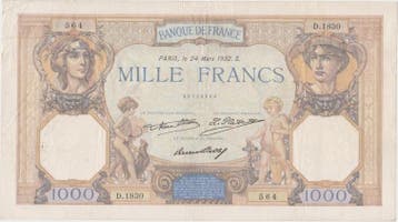 France Frankreich Fay 37/07 1 000 Francs Ceres en Merkur..., Verzenden, België
