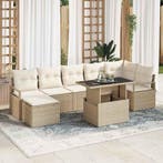 vidaXL Tuinbank Set met opslag 8 pcs Beige Poly rattan, Verzenden, Nieuw