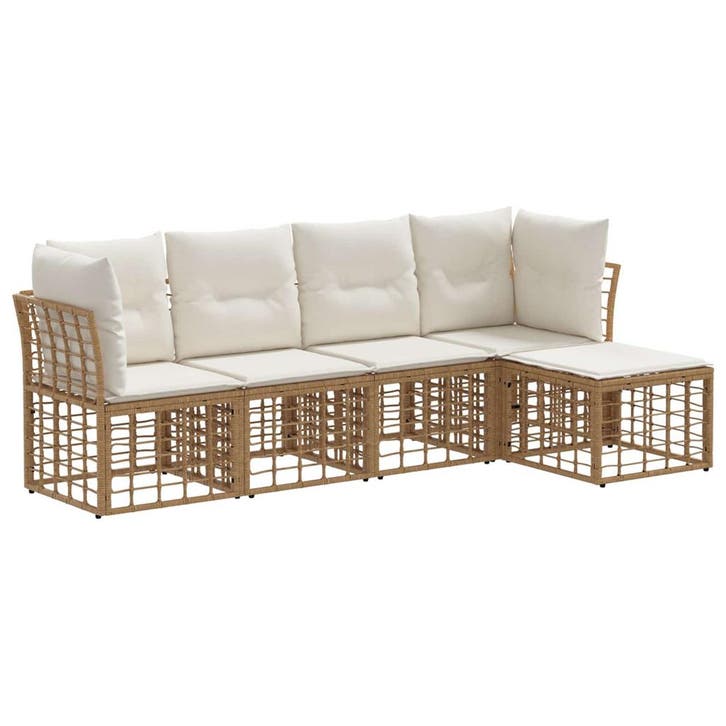vidaXL Buiten bank set Naturel Polyester, Jardin & Terrasse, Ensembles de jardin, Envoi