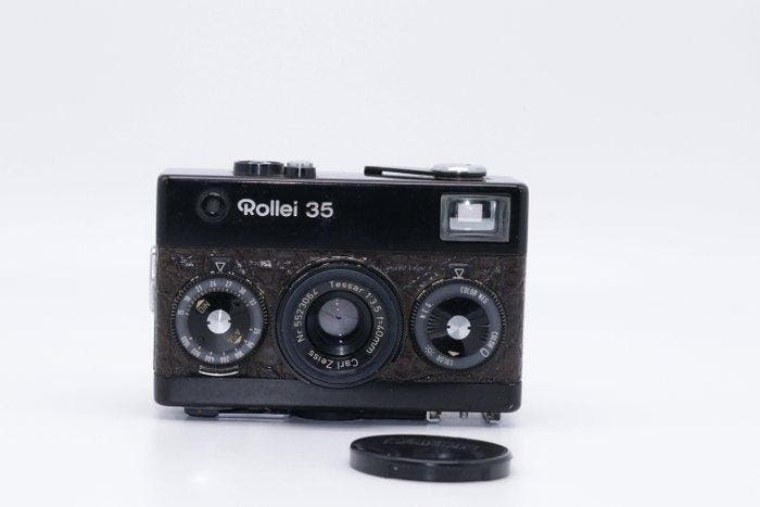Rollei 35 schwarz mit Tessar 3,5/40mm / braunes Leder (nur, Audio, Tv en Foto, Fotocamera's Analoog