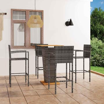 vidaXL 5-delige Tuinbarset grijs, Tuin en Terras, Verzenden, Nieuw