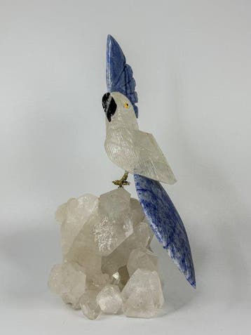 Pièce rare - Perroquet sculpté à la main en cristal de roche