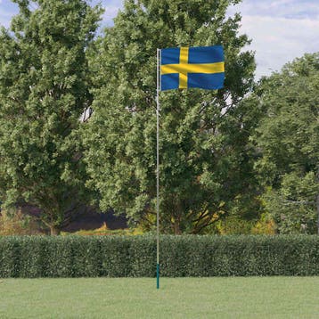 vidaXL Vlag met vlaggenmast Zweden 5,5 m aluminium, Diversen, Verzenden, Nieuw