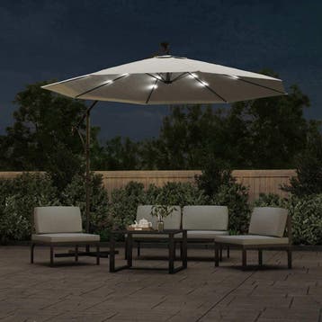 vidaXL Zweefparasol met LED-verlichting en metalen paal 300, Verzenden, Nieuw
