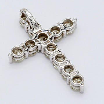 Pendentif en forme de croix - 14 carats Or blanc - 1.37ct.