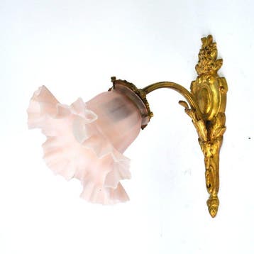 Wandlamp - Glas, verguld brons