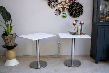 Salontafel (2) - bistrot, tuin - Marmer, Staal, Gietijzer -
