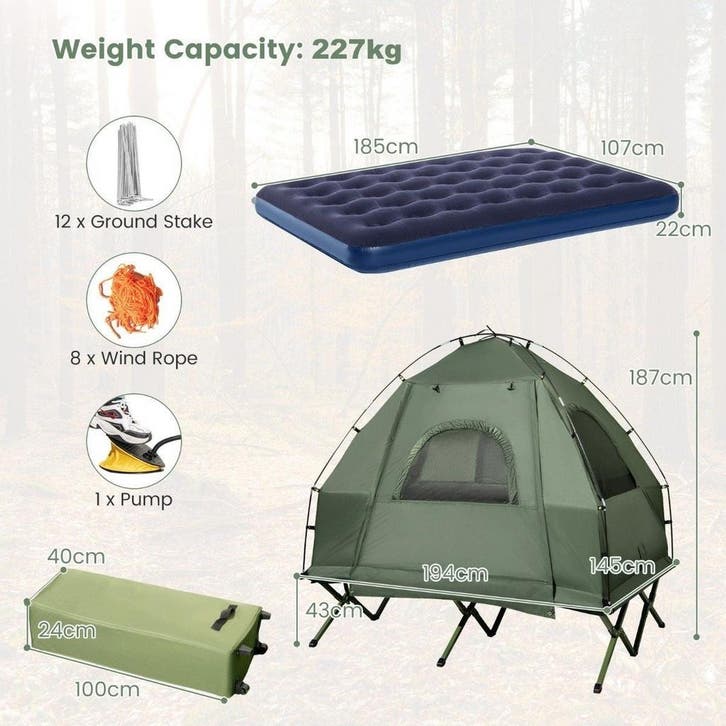 2dekans | Coast – Outdoor Tentbed 5-in-1 – 194 x 145 x 187, Caravans en Kamperen, Kampeeraccessoires, Ophalen of Verzenden