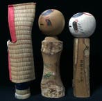 Set van 3 / Japanse vintage houten Kokeshi-poppen (H: 22–25