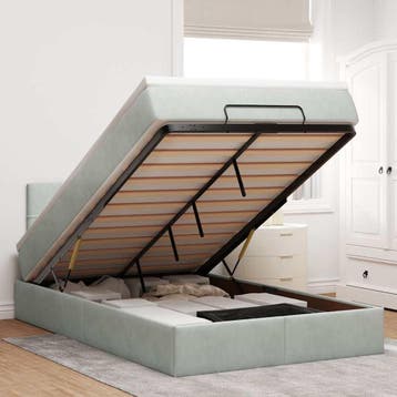 vidaXL Bed poef met matras 120x190 cm fluweel lichtgrijs, Verzenden