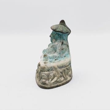 Oud-Indochinese Brons Zittend Gelukkig Po Taj Boeddha-kraal