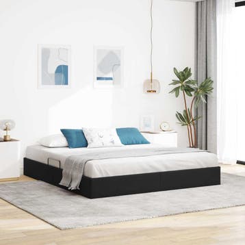 vidaXL Ottoman Bedframe met opslag Zwart 180 x 200 cm, Verzenden
