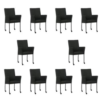 Set van 10 Leren eetkamerstoelen Comfort met wieltjes en, Huis en Inrichting, Stoelen, Ophalen of Verzenden, Nieuw, Leer, Eén